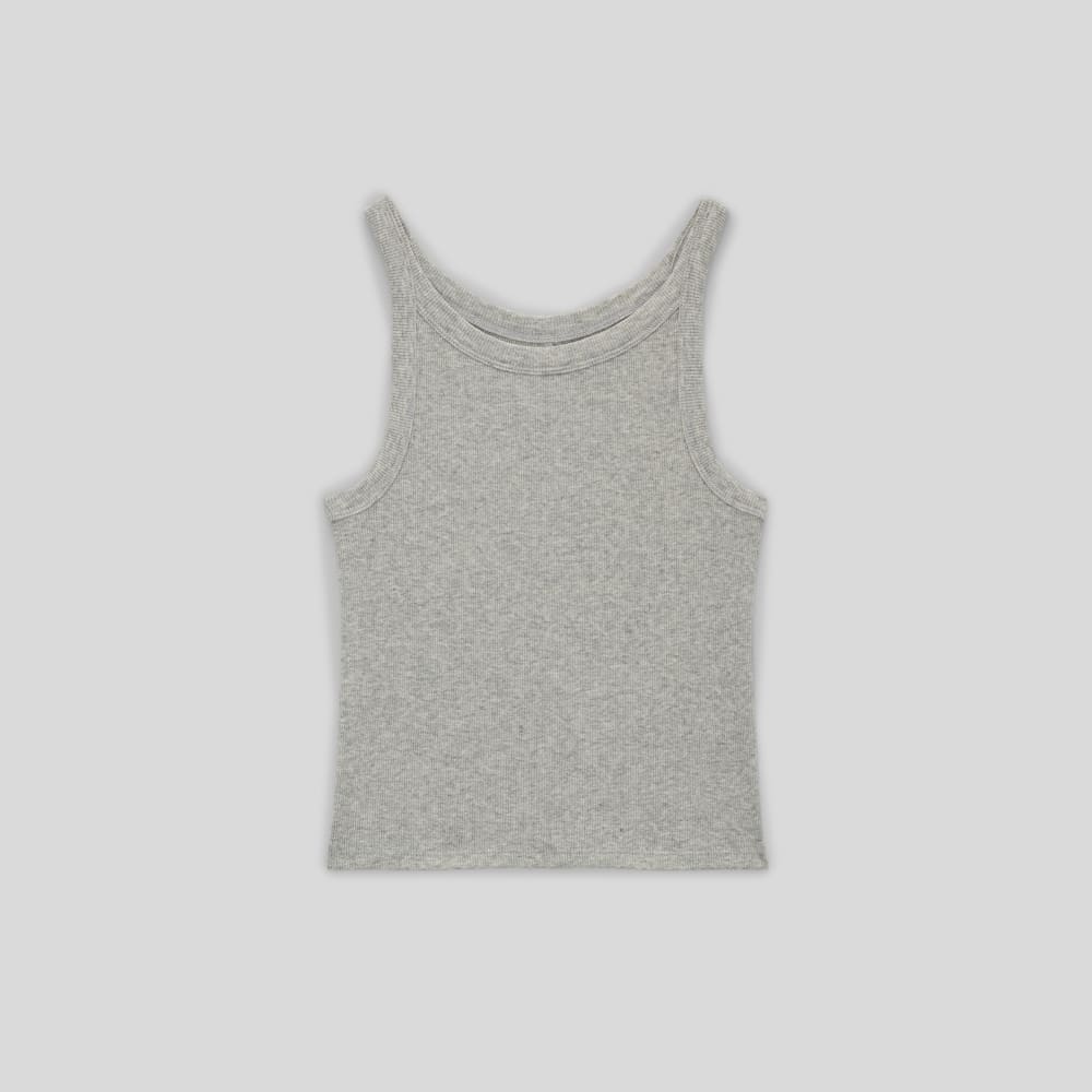 The Supima® Micro-Rib Cropped Tank | Heather Grey - Image 2