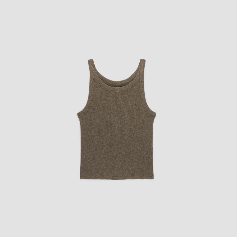 The Supima® Micro-Rib Cropped Tank | Heathered Fatigue - Image 2