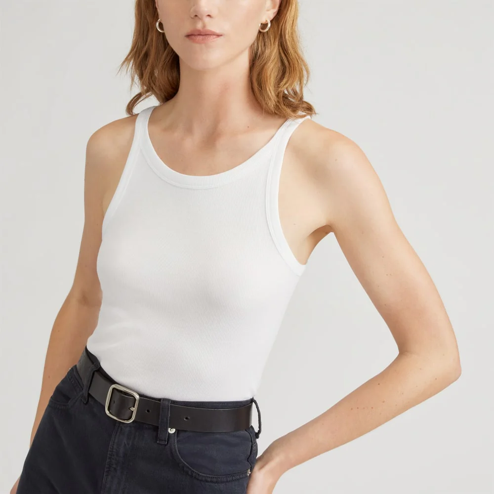 The Supima® Micro-Rib Cropped Tank | White - Image 3