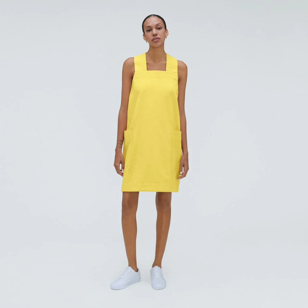 The Cross-Back Apron Mini Dress | Lemon - Image 2