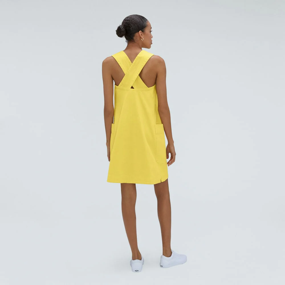 The Cross-Back Apron Mini Dress | Lemon - Image 3