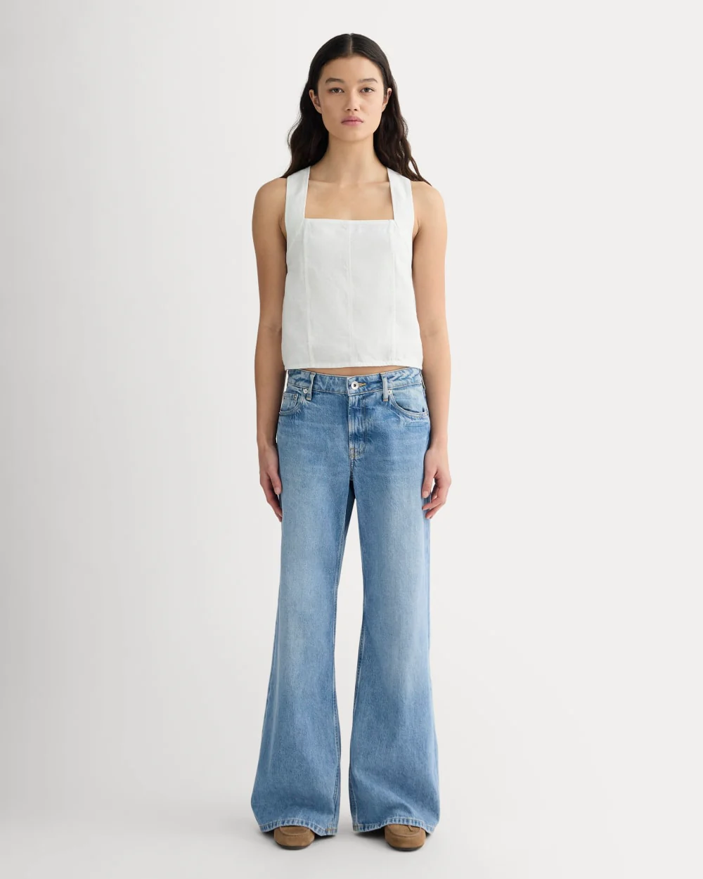 The Crossback Tank in Linen | Natural Chambray - Image 3