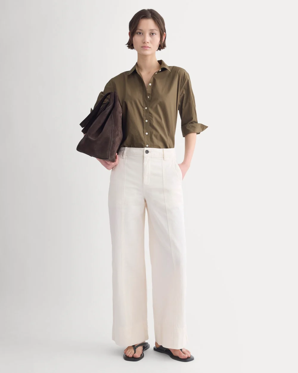 Cuff Detail Shirt in Lightweight Cotton | Beech - Image 3