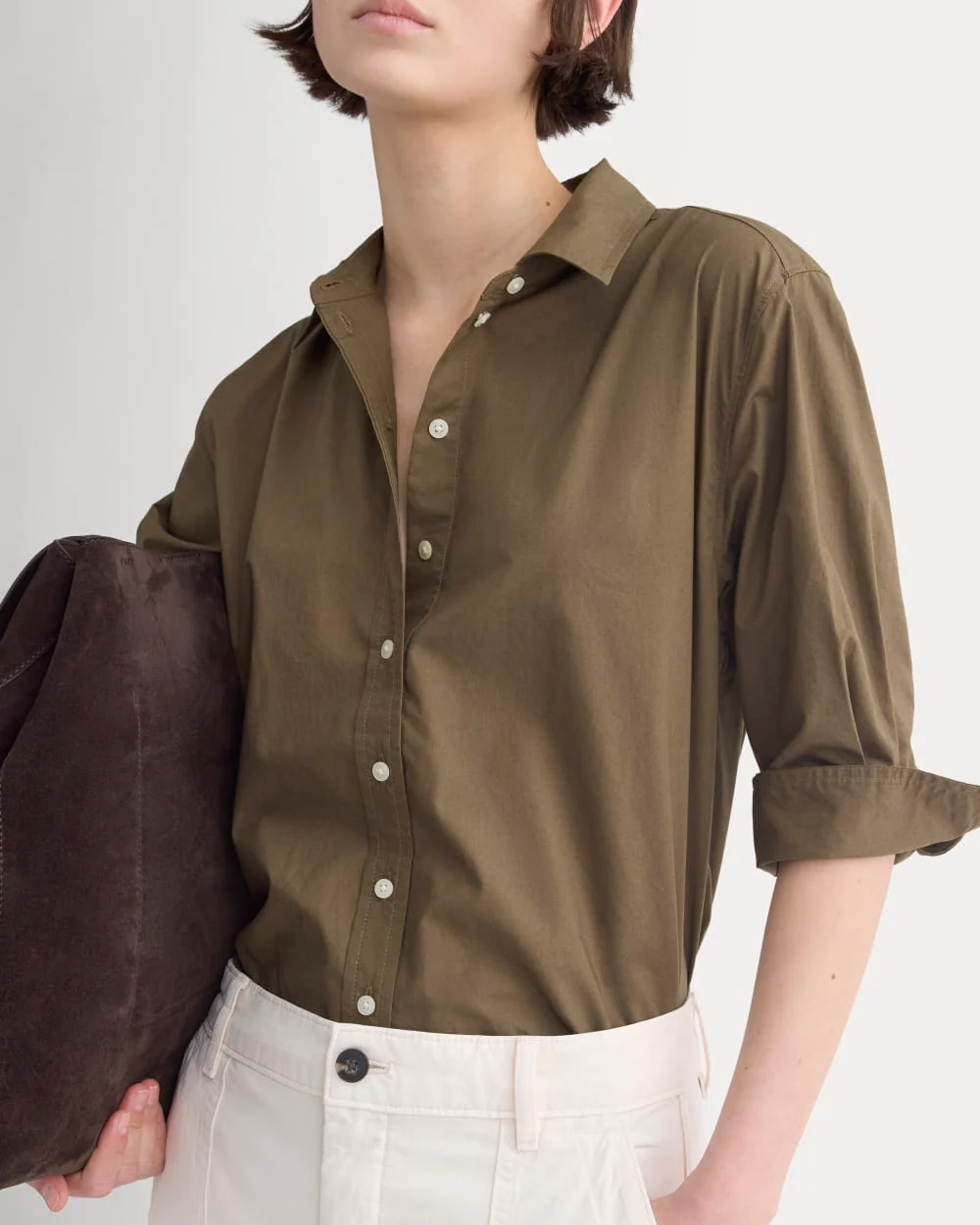 Cuff Detail Shirt in Lightweight Cotton | Beech - Image 4
