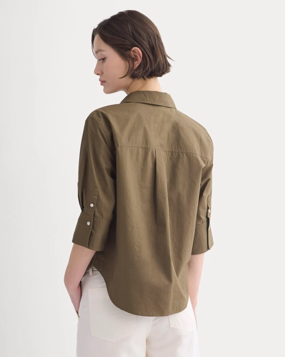 Cuff Detail Shirt in Lightweight Cotton | Beech - Image 6