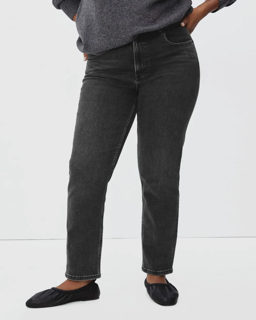 The Curvy Cheeky® Straight Jean | Washed Black | 28.5" Inseam - Image 3
