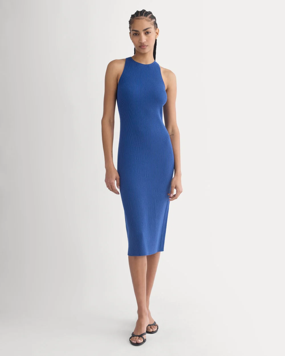 Cutaway Ribbed Midi Dress | Estate Blue - Image 3