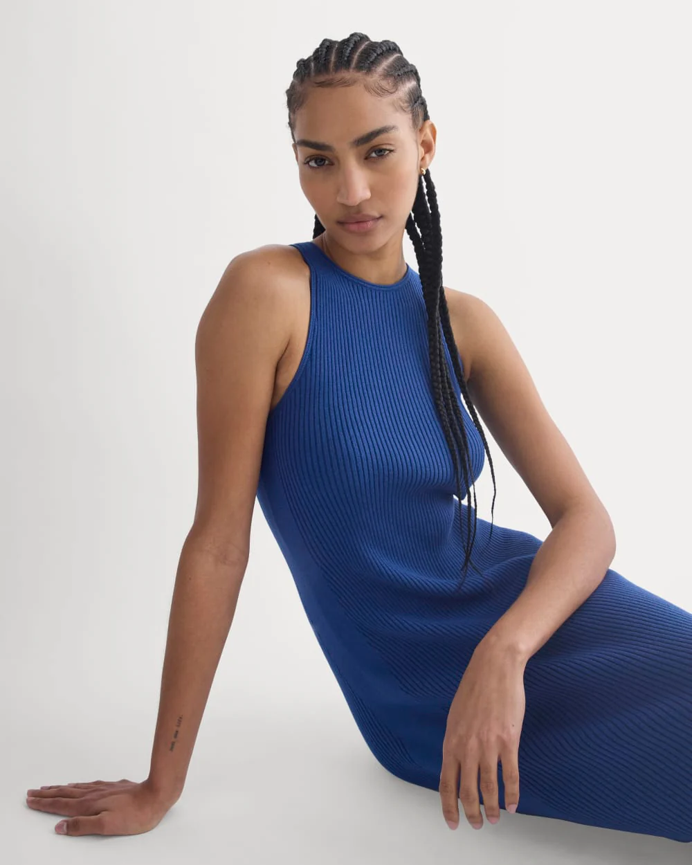 Cutaway Ribbed Midi Dress | Estate Blue - Image 4