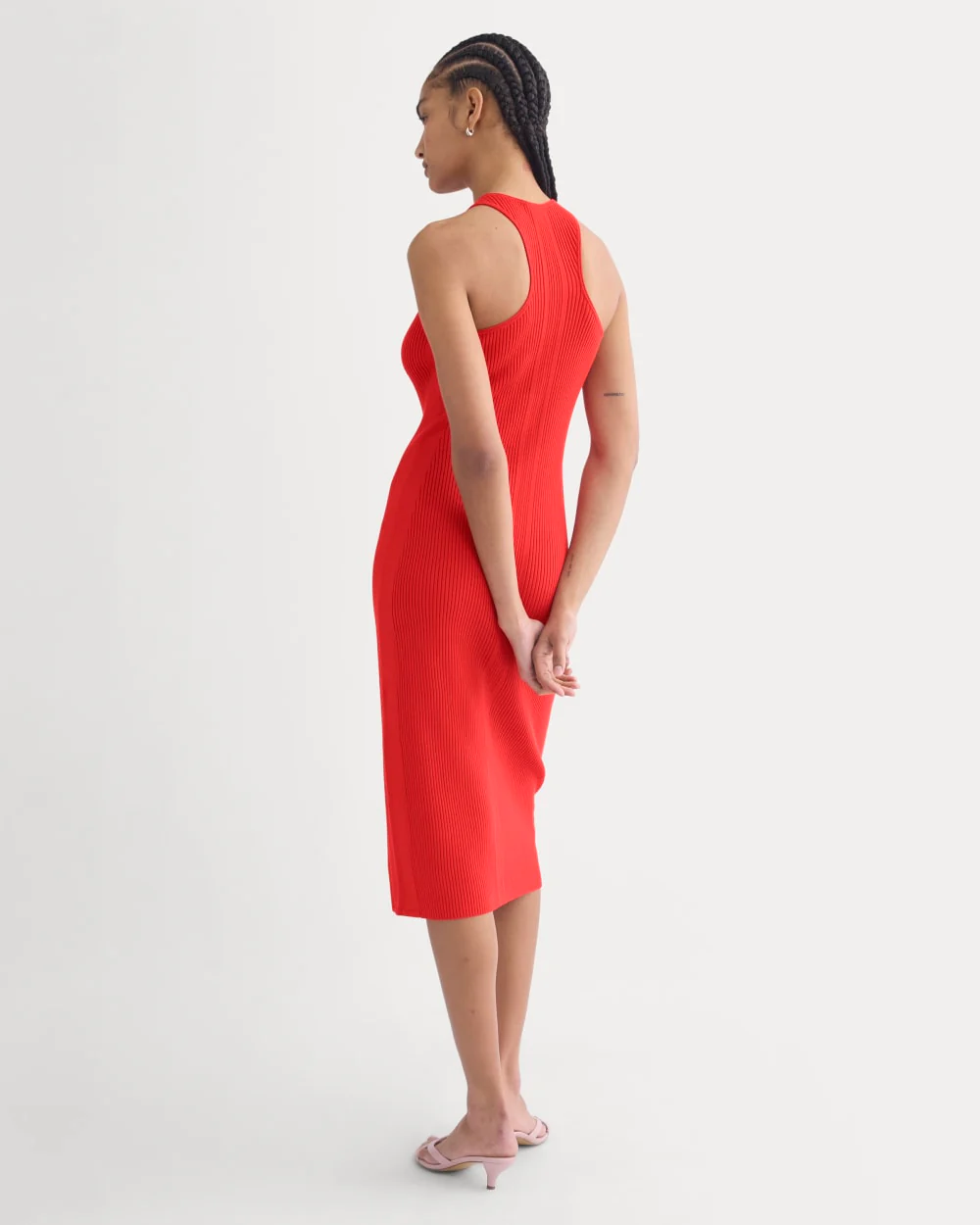Cutaway Ribbed Midi Dress | Fiery Red - Image 6