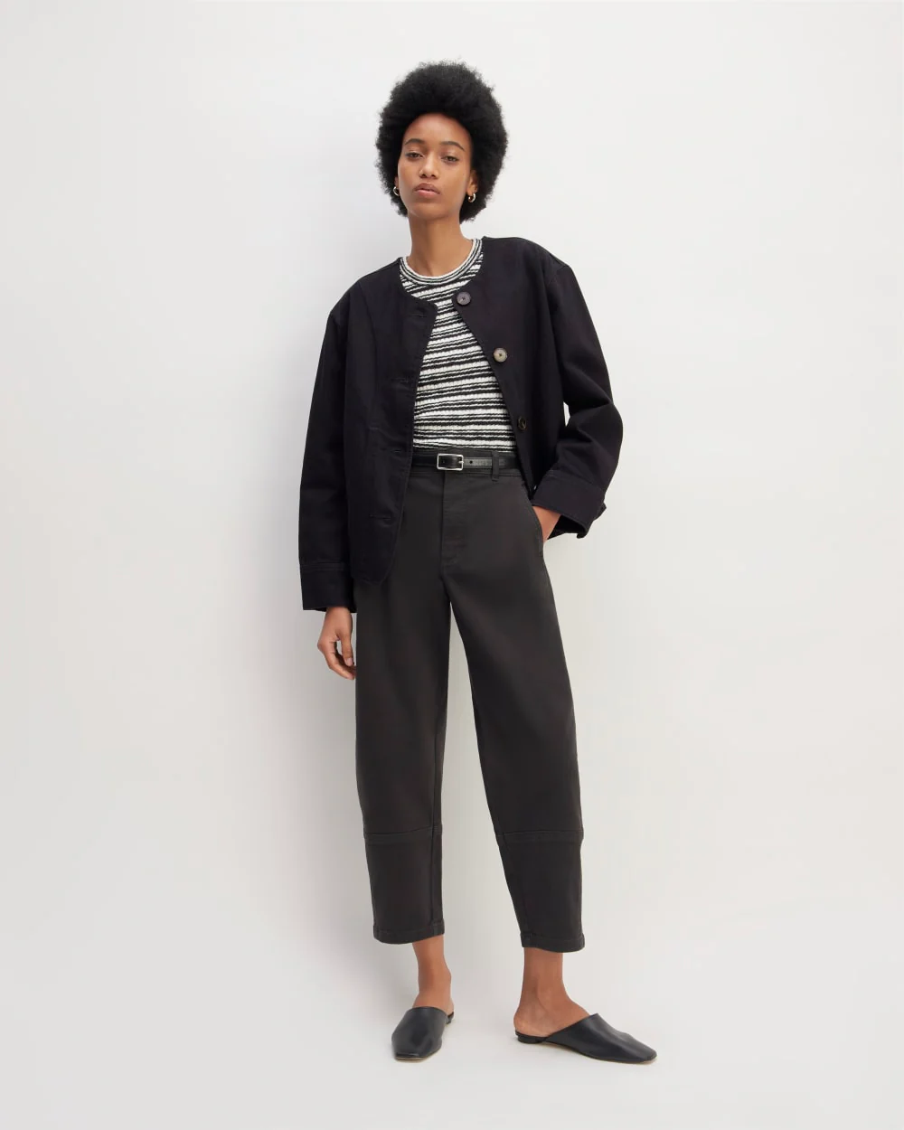 The Denim Barrel Jacket | Black - Image 3
