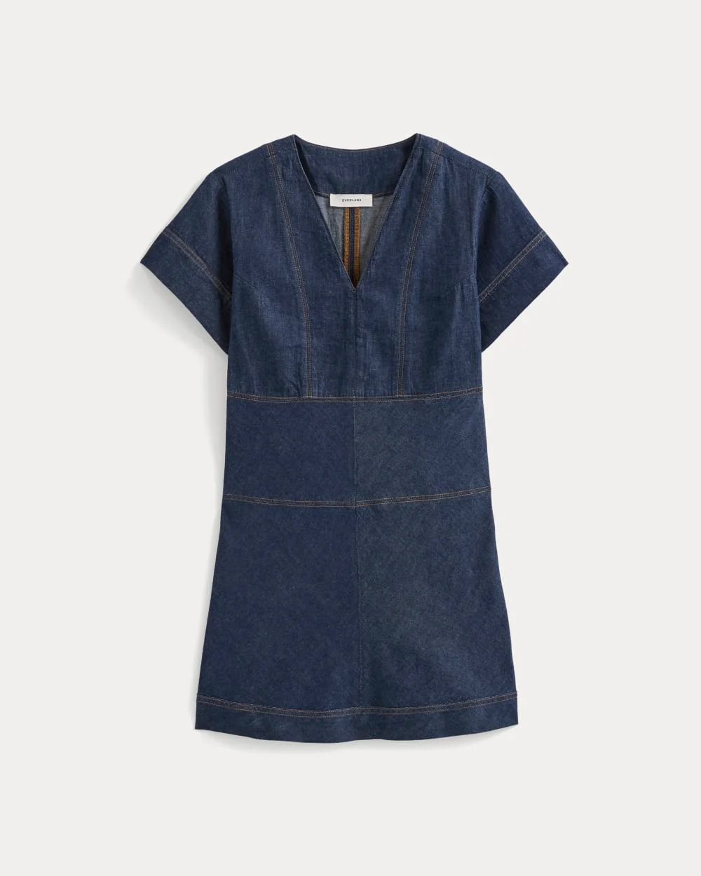 Denim Short-Sleeve Dress | Dark Indigo Rinse - Image 2