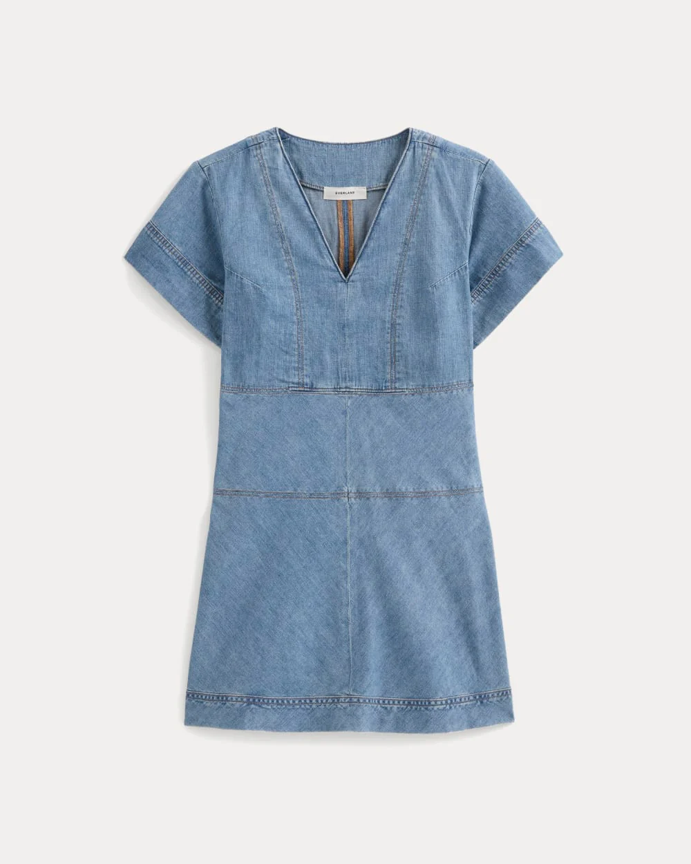 Denim Short-Sleeve Dress | Light Indigo - Image 2