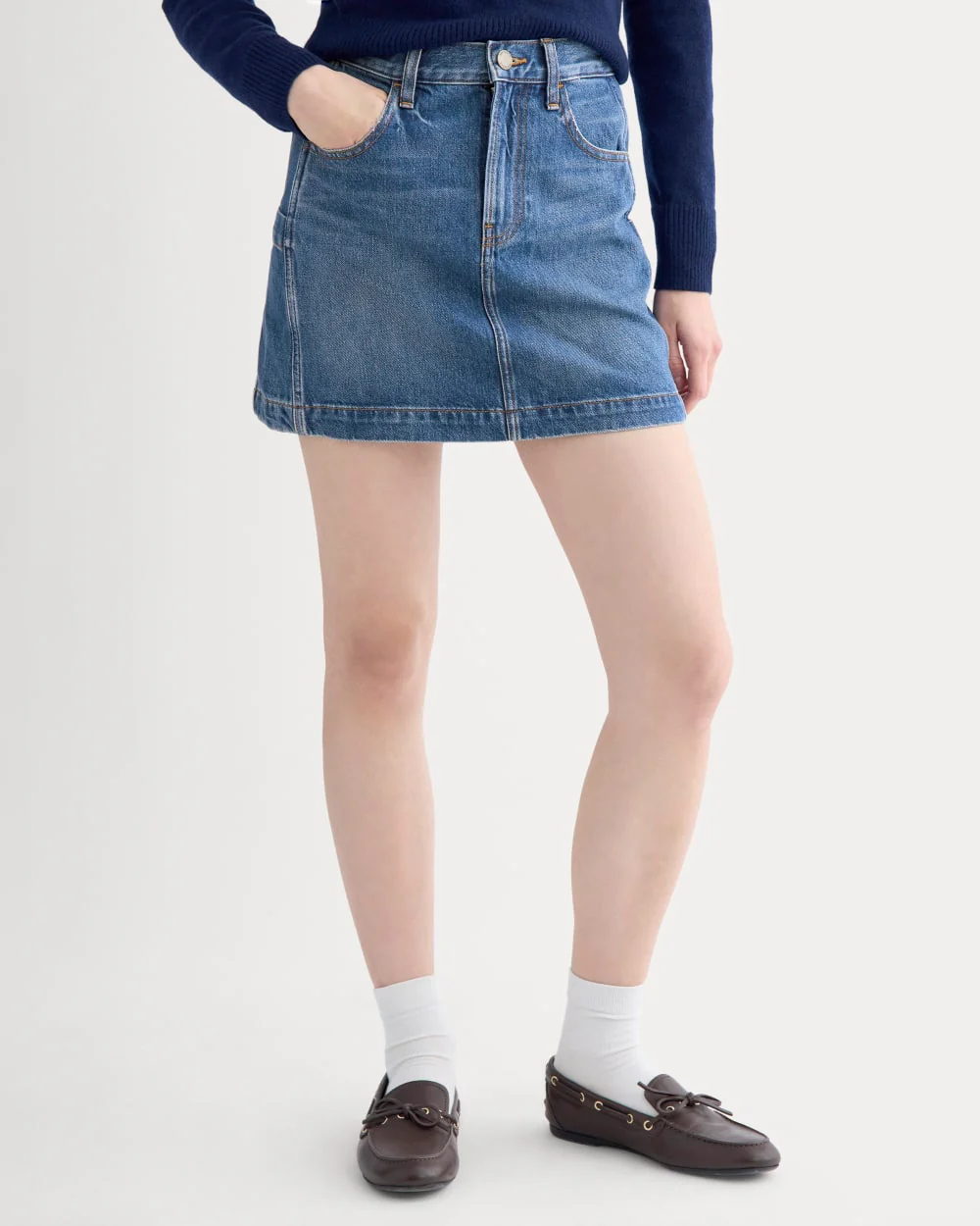 Denim Utility Mini Skirt | Dark Indigo - Image 4