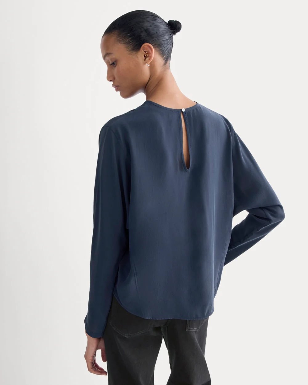 Dolman Top in Washable Silk | Navy - Image 5