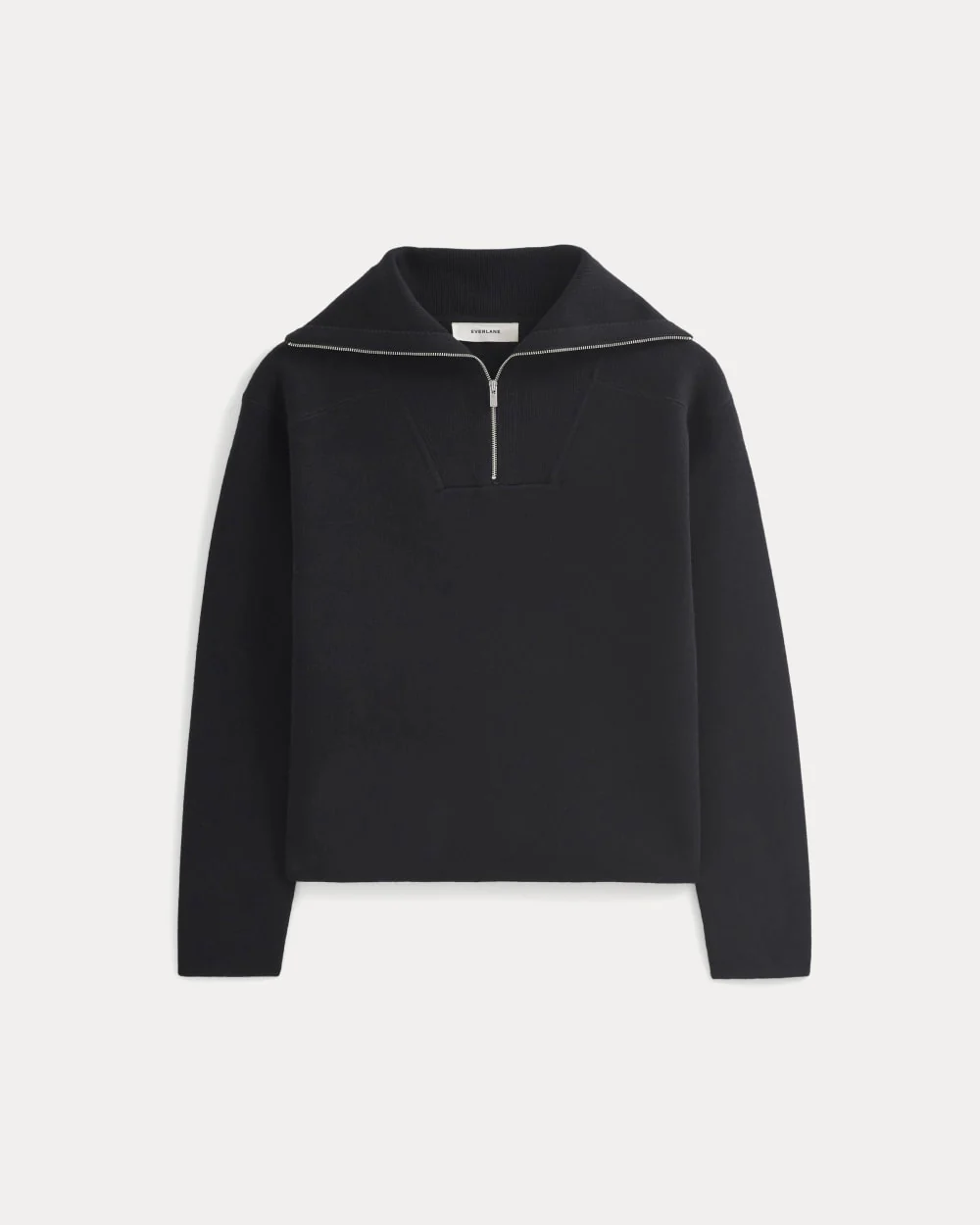 Double Knit Half-Zip in Cotton Merino | Black - Image 2