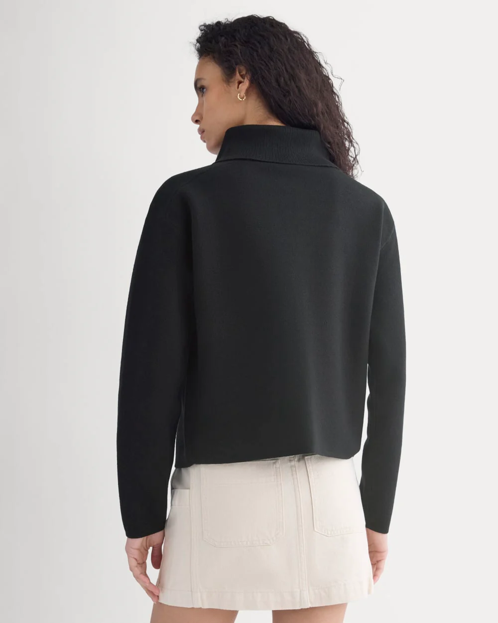 Double Knit Half-Zip in Cotton Merino | Black - Image 6