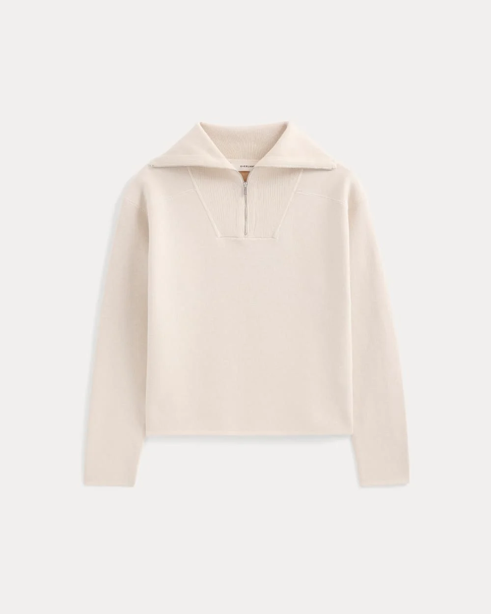 Double Knit Half-Zip in Cotton Merino | Bone/Cream/Sand/Light Camel - Image 2