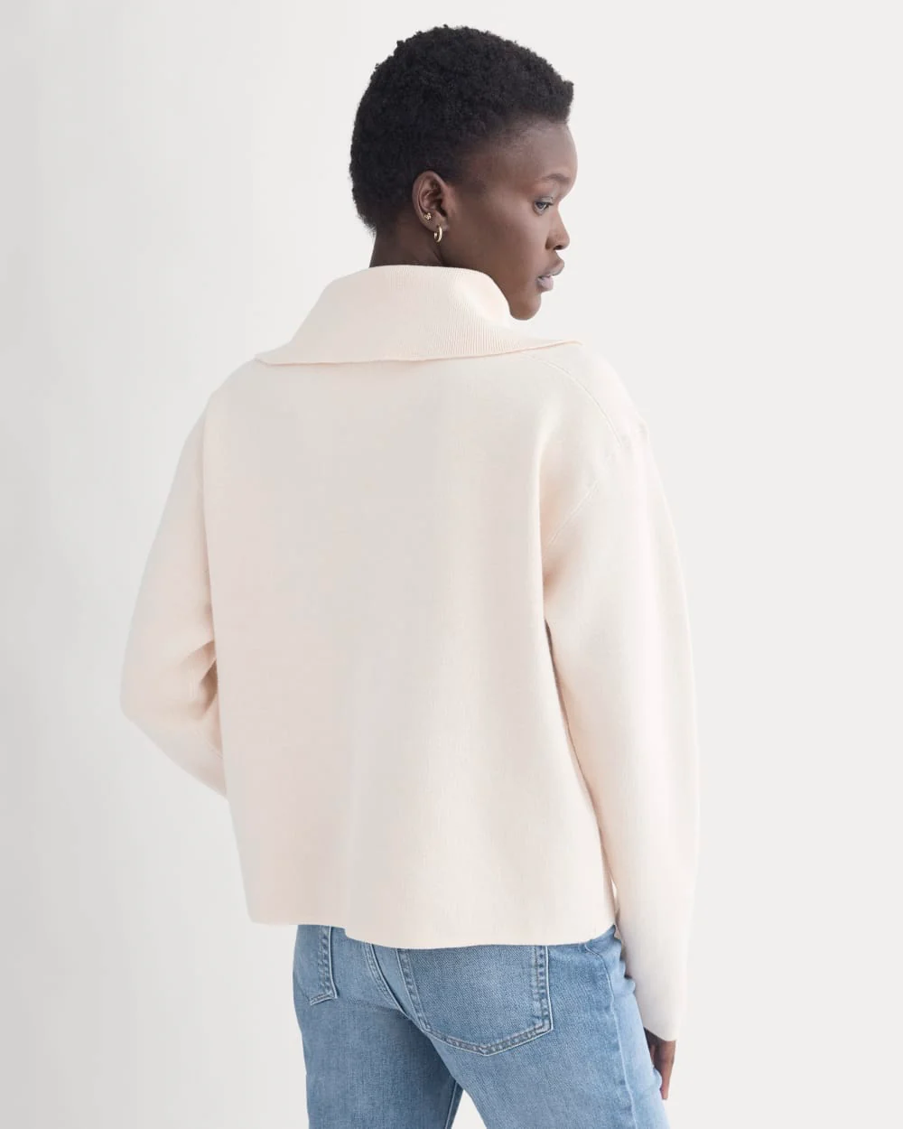 Double Knit Half-Zip in Cotton Merino | Bone/Cream/Sand/Light Camel - Image 5