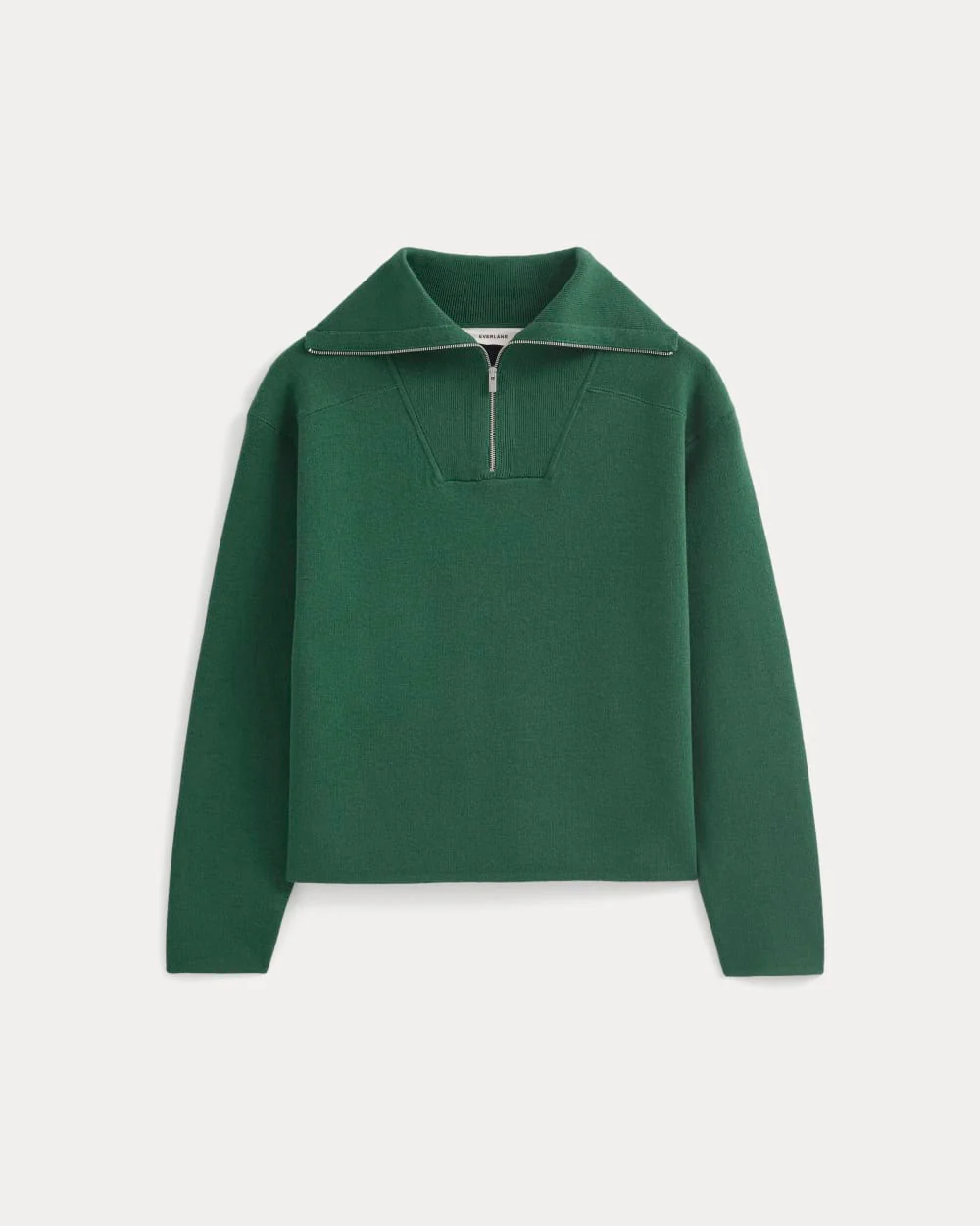 Double Knit Half-Zip in Cotton Merino | Hunter Green - Image 2