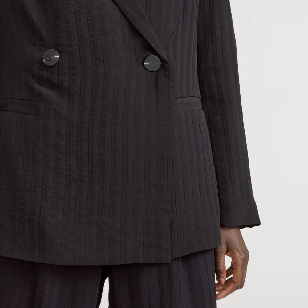 The Drapey City Stripe Blazer | Black - Image 5