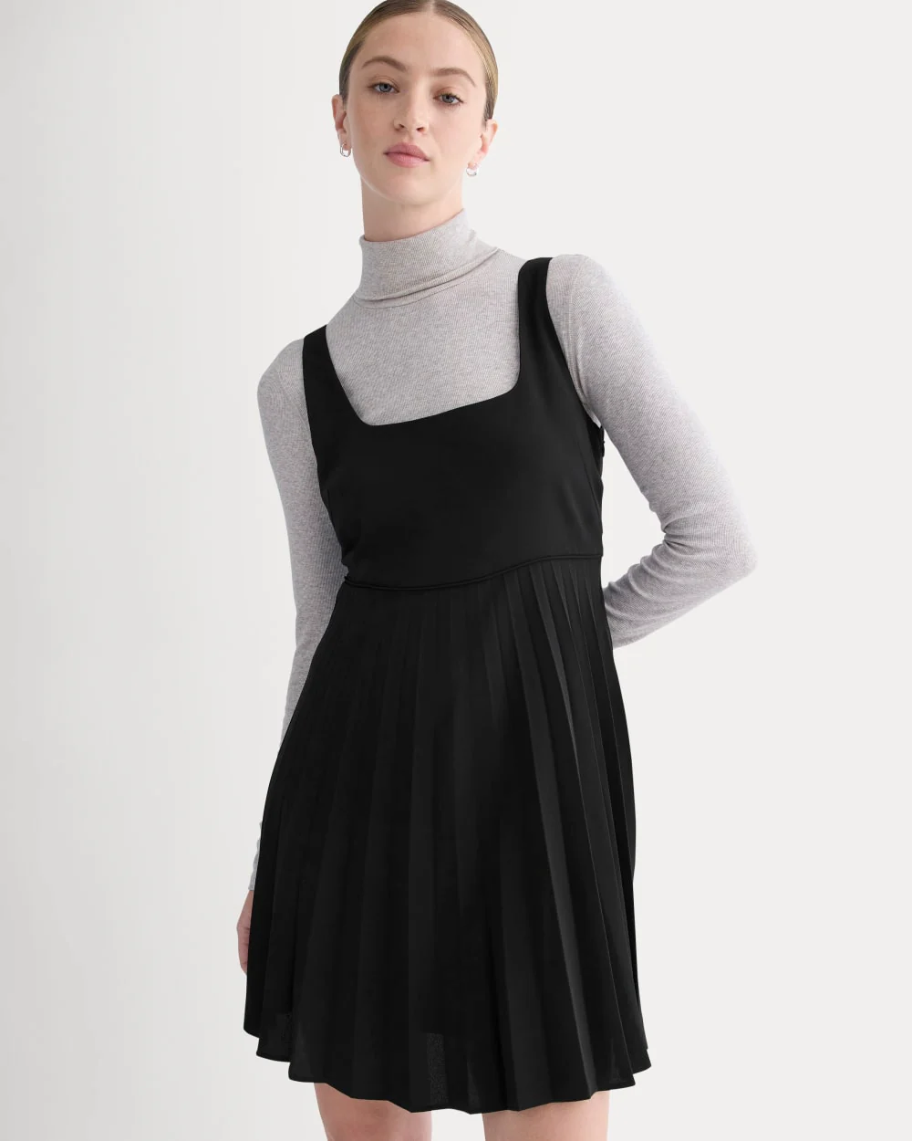 Drapey Crepe Mini Dress | Black - Image 3