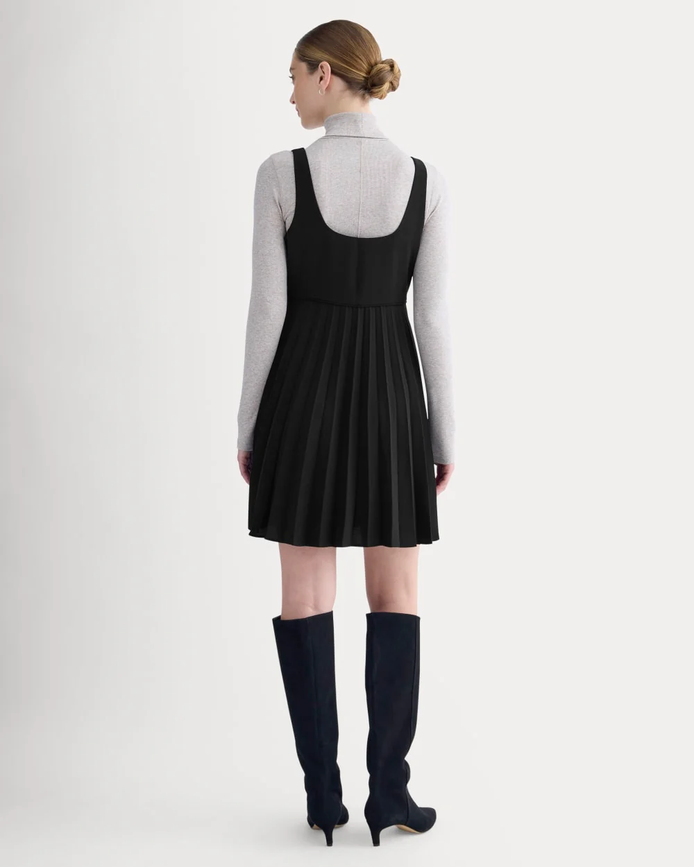 Drapey Crepe Mini Dress | Black - Image 4