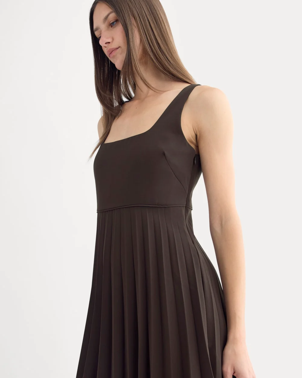 Drapey Crepe Mini Dress | Dark Chocolate - Image 3