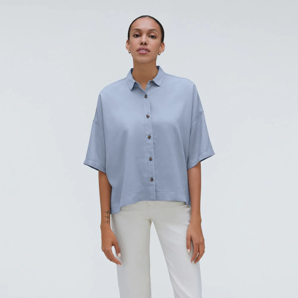 The Drapey Square Shirt | Blue Slate - Image 2