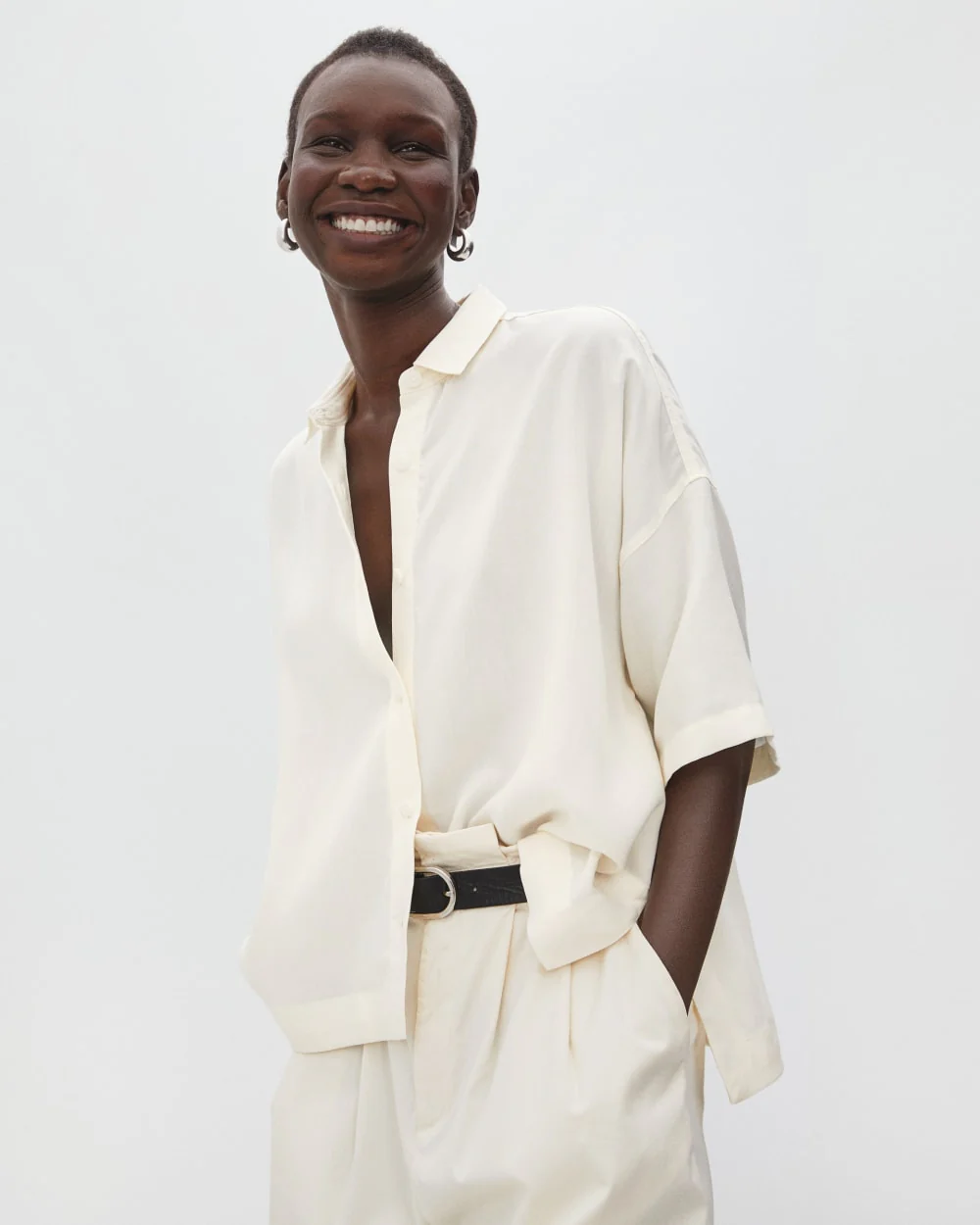 The Drapey Square Shirt | Bone - Image 3