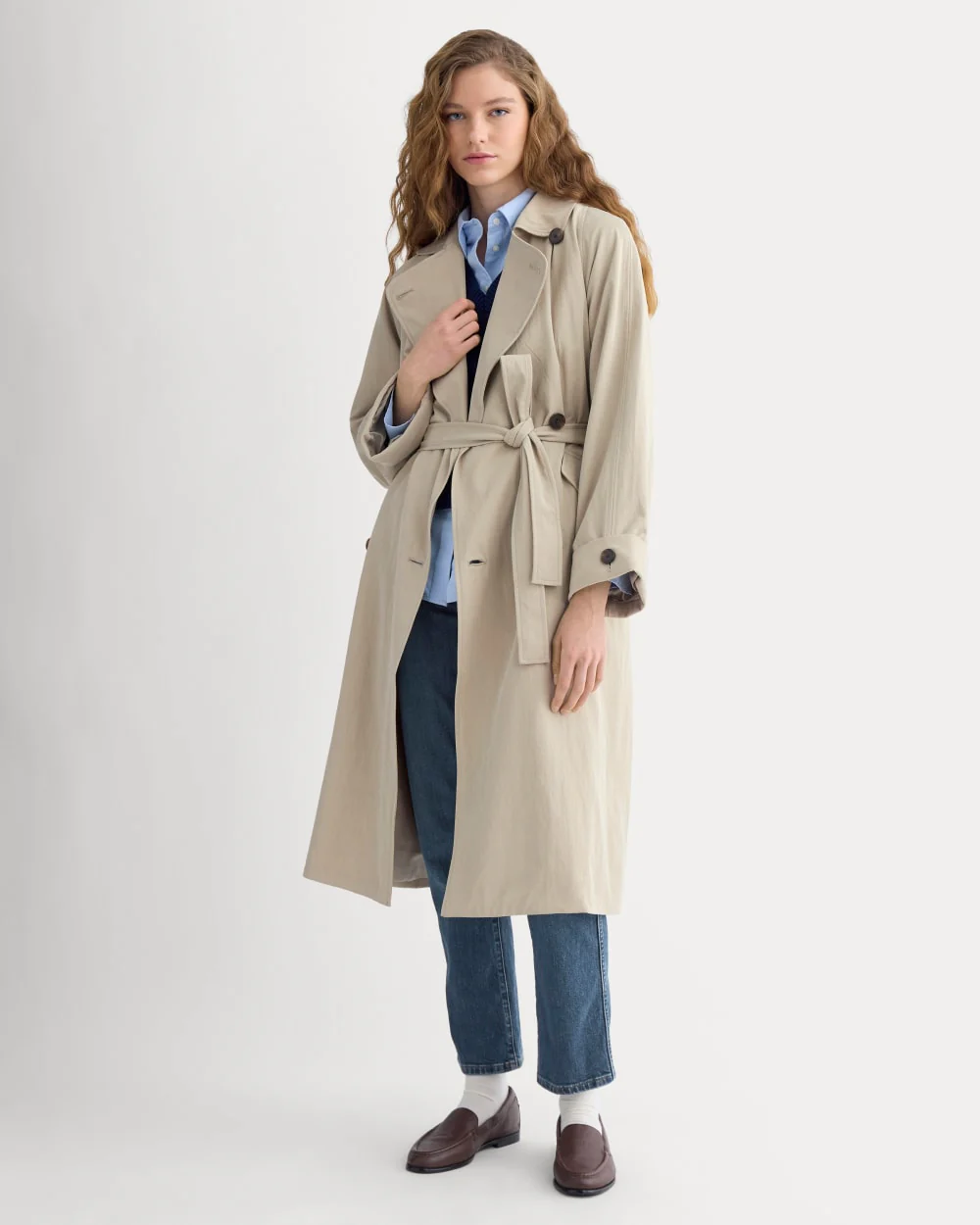 Drapey Twill Trench | Trench Coat Khaki - Image 3