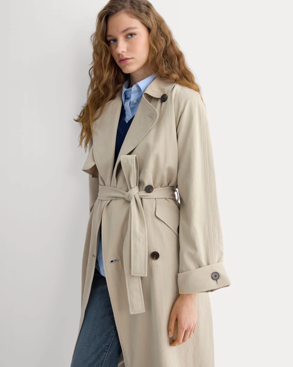 Drapey Twill Trench | Trench Coat Khaki - Image 4