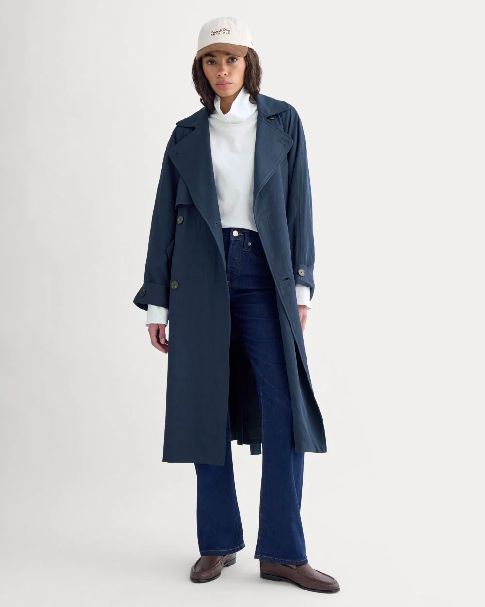 Drapey Twill Trench | Navy - Image 3