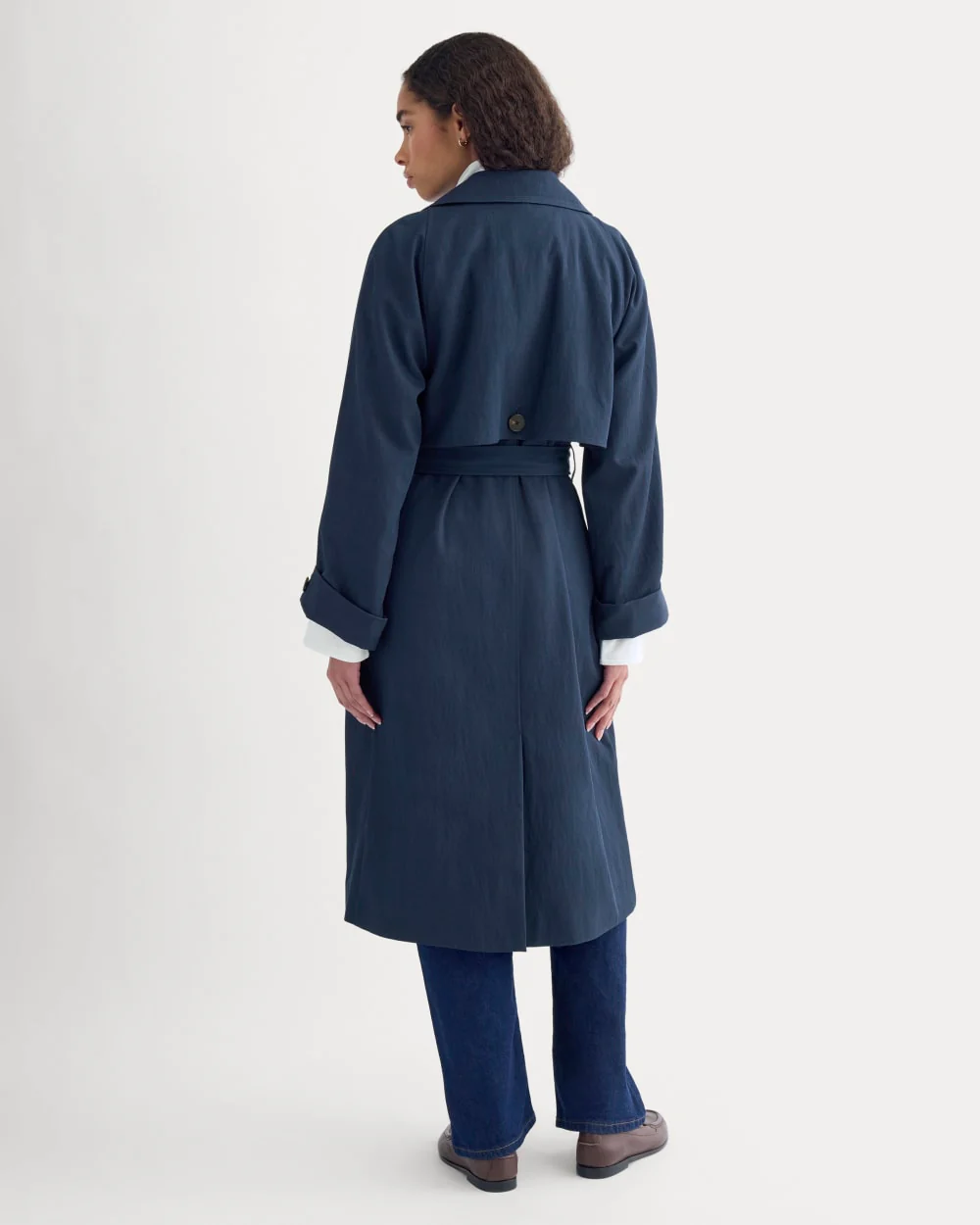 Drapey Twill Trench | Navy - Image 5