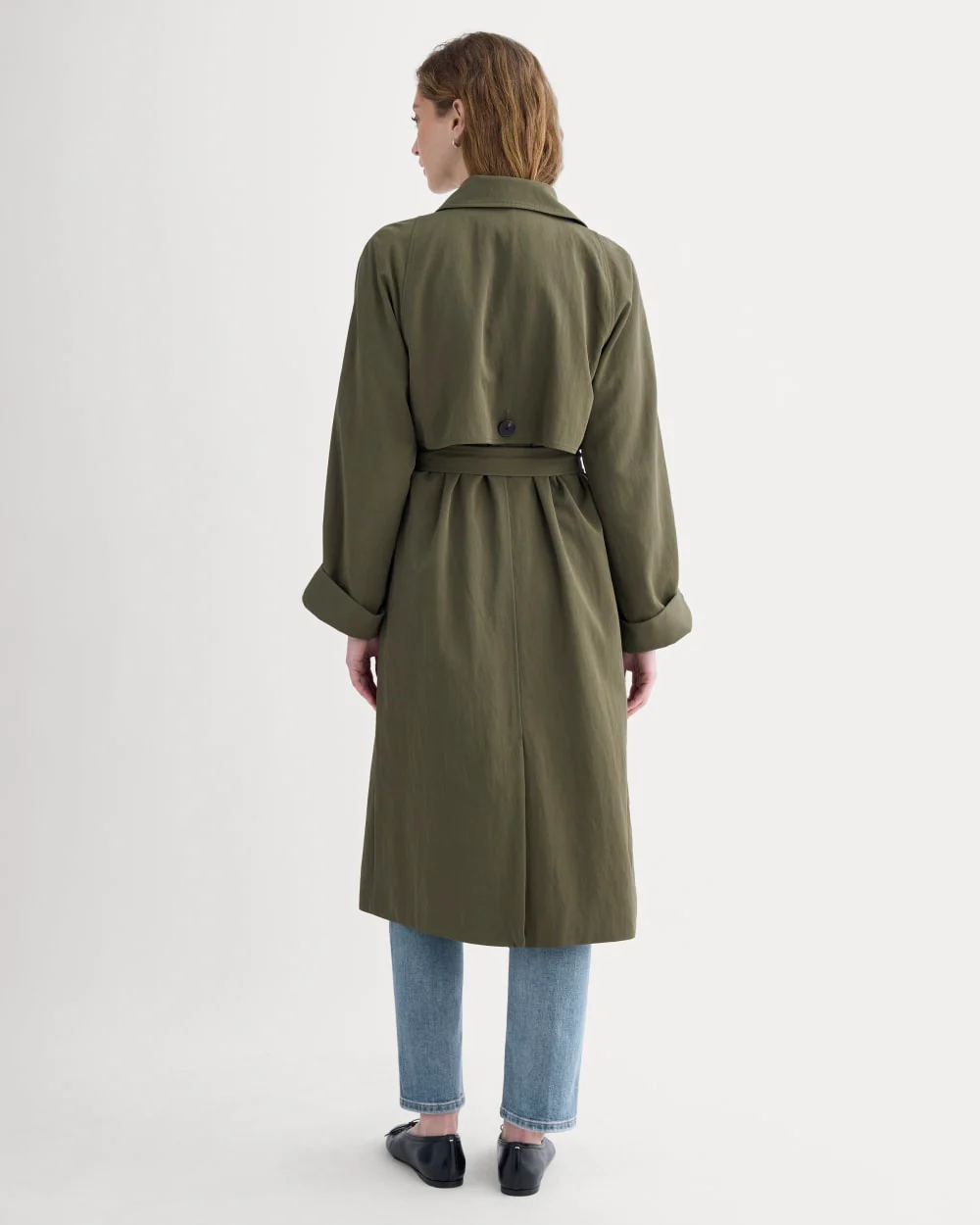 Drapey Twill Trench | Olive Night - Image 5