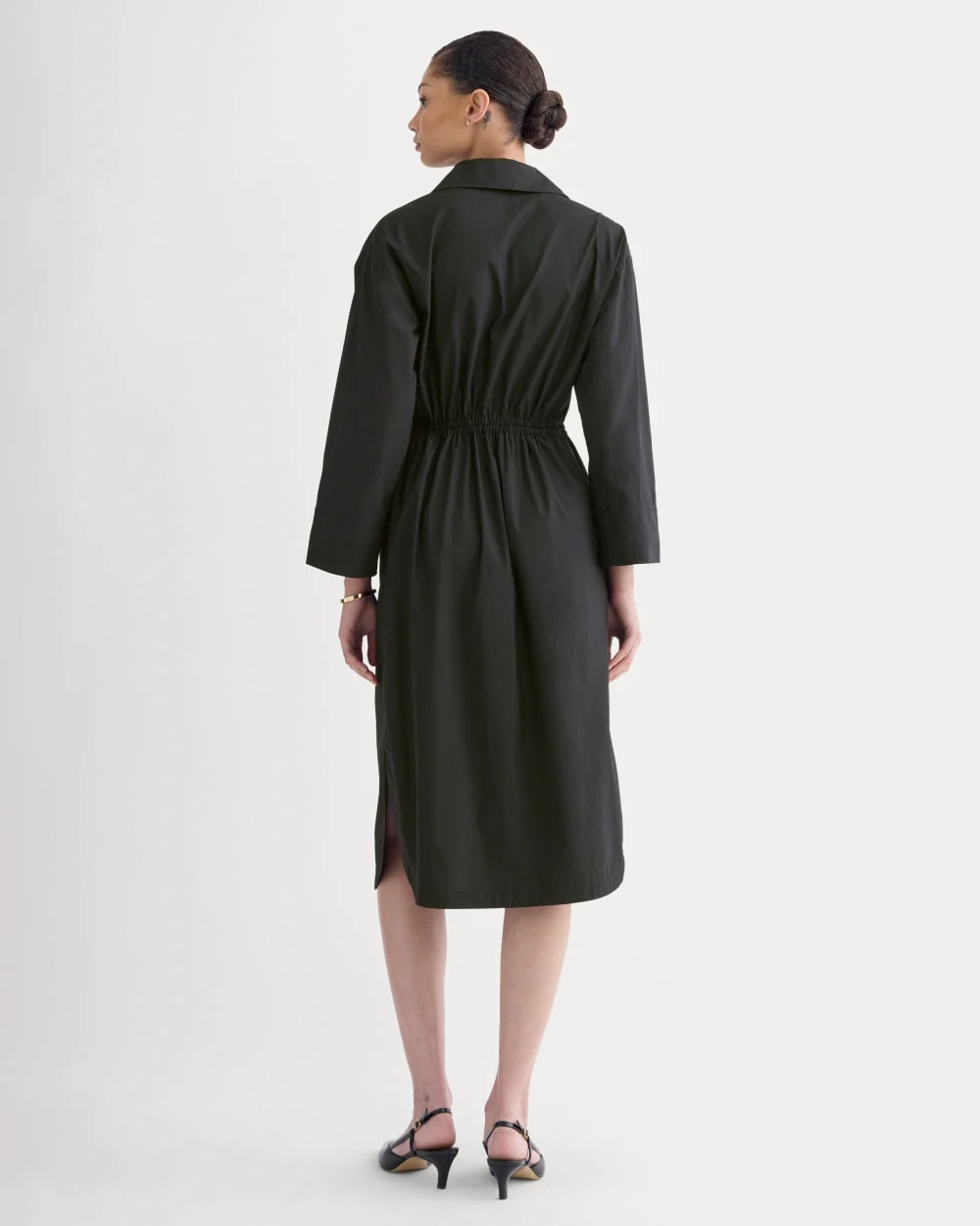 The Drawcord Shirtdress in Ultrasoft Cotton | Black - Image 4