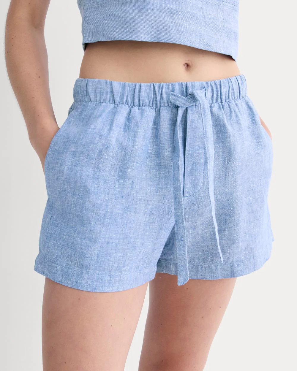 The Drawstring Boxer Short in Linen | Chambray - Image 4