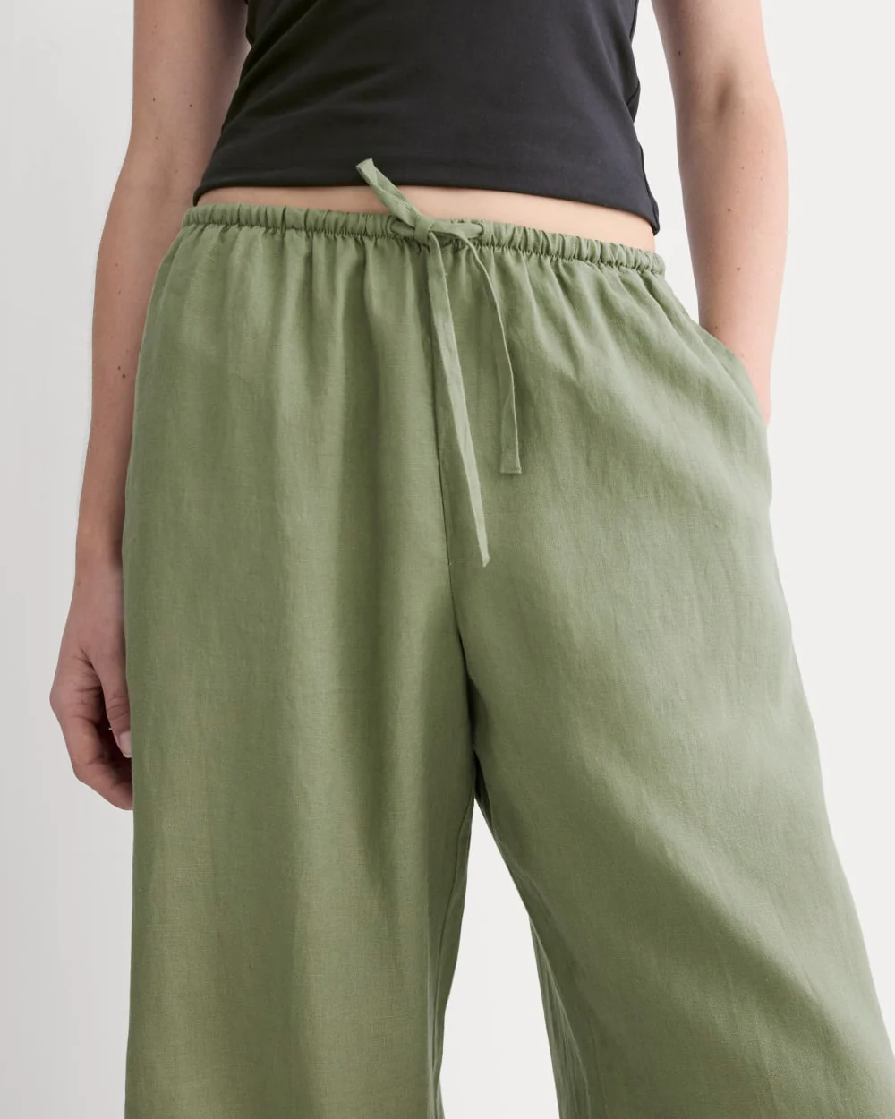 The Drawstring Pant in Linen | Lichen Green - Image 4