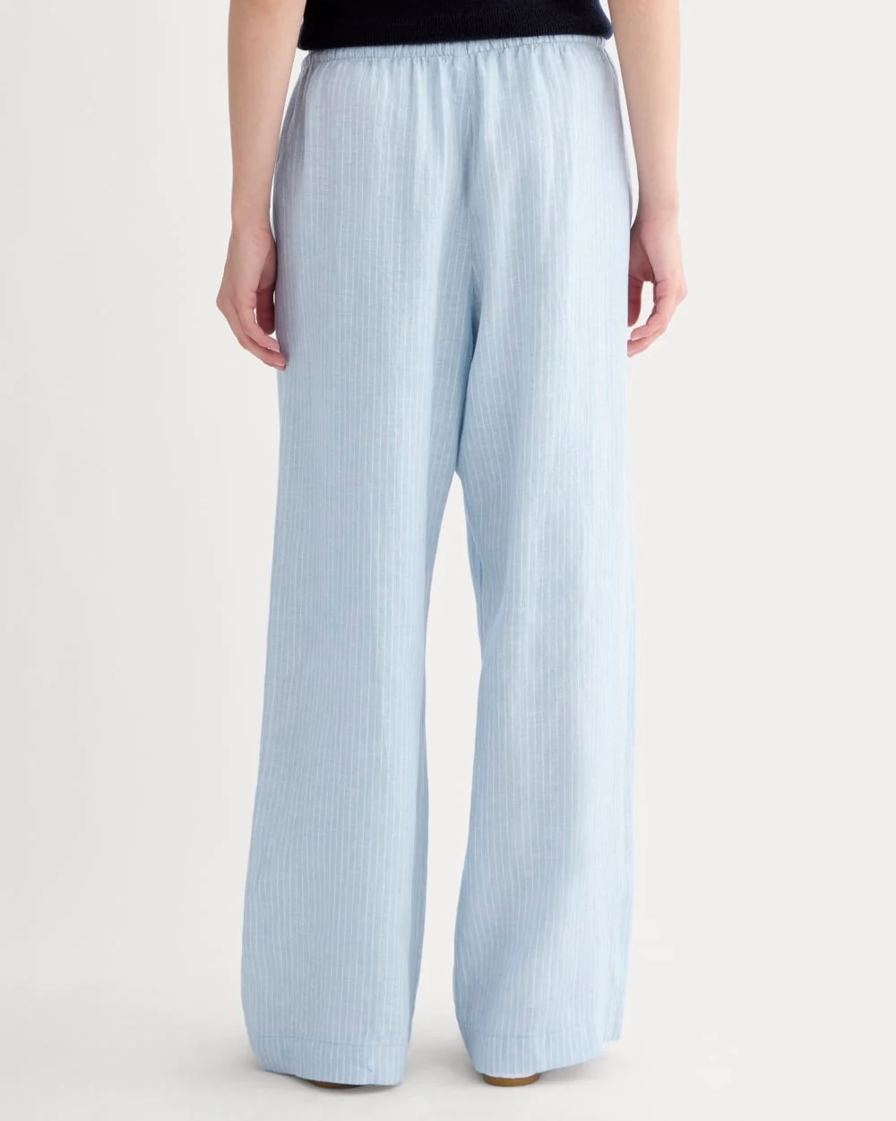 The Drawstring Pant in Linen | Sky Blue / White - Image 5