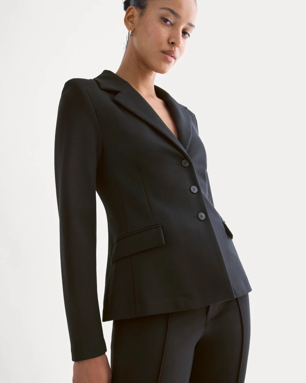 Ponte Sculpted Blazer | Black - Image 4