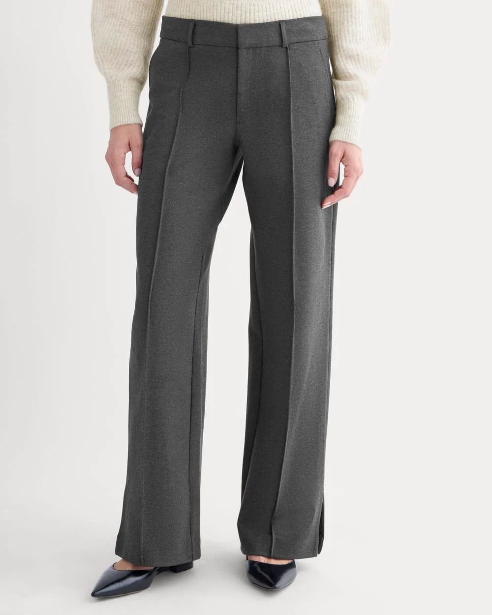 Ponte Wide-Leg Trouser | Heathered Soot - Image 3