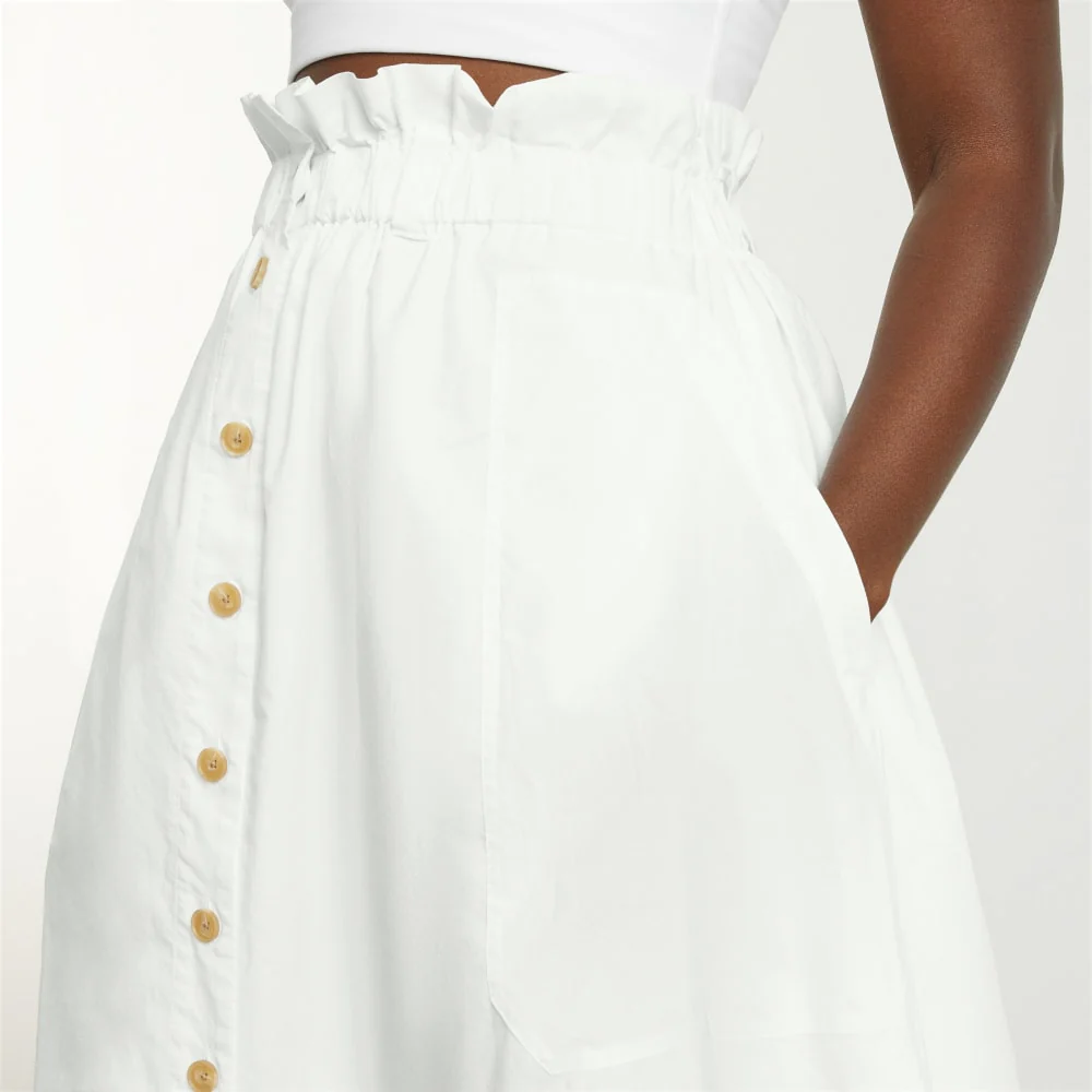 The Easy Button-Front Skirt | White - Image 5