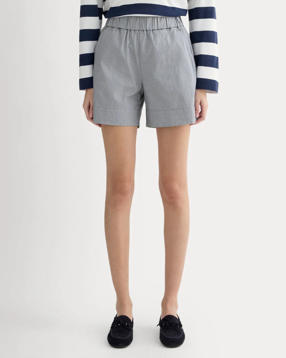 The Easy Short | Dark Denim Pinstripe - Image 3