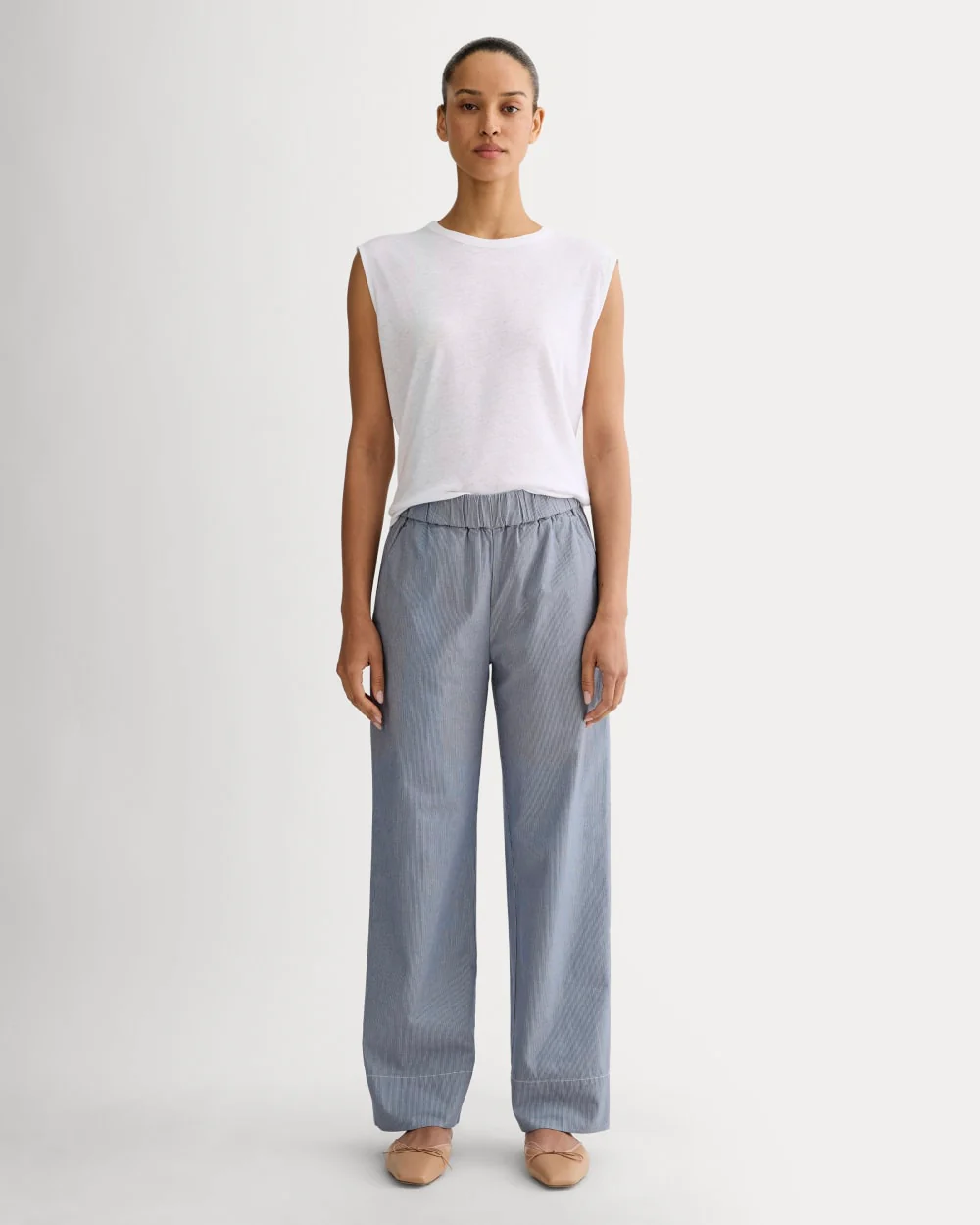 The Easy Pant | Dark Denim Pinstripe
