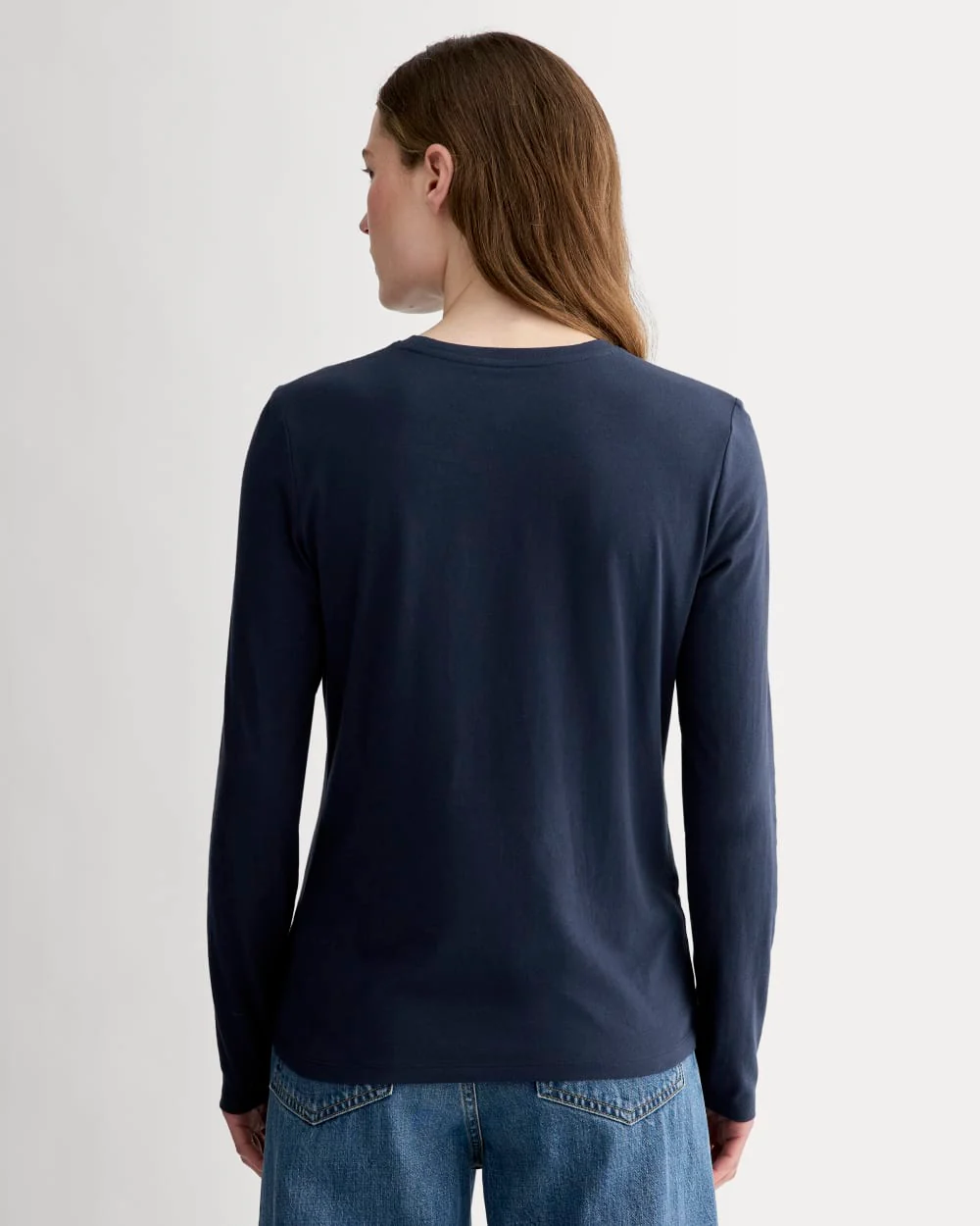 The Slim Long-Sleeve Crew in Essential Cotton | Navy - Image 4