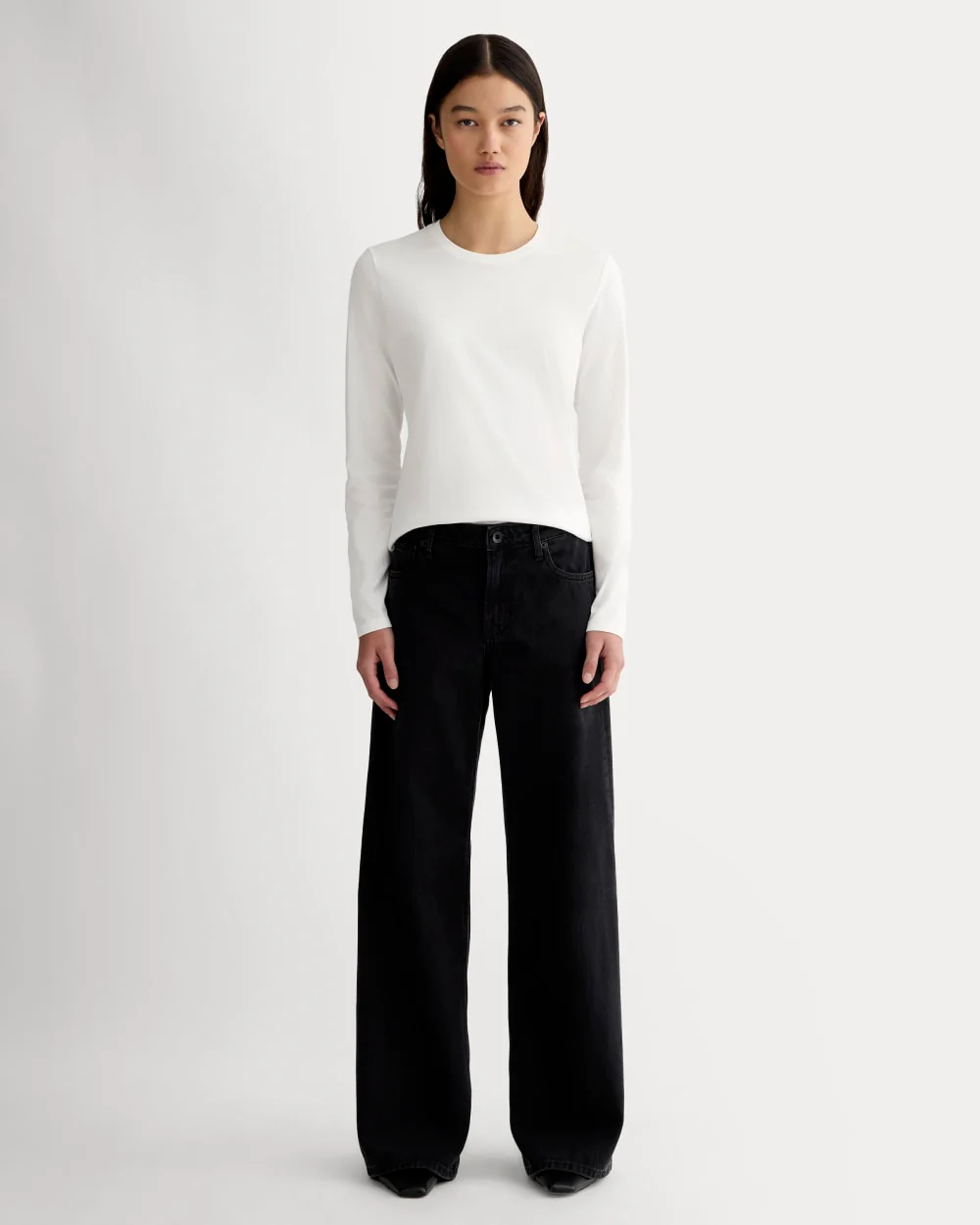 The Slim Long-Sleeve Crew in Essential Cotton | White - Image 3