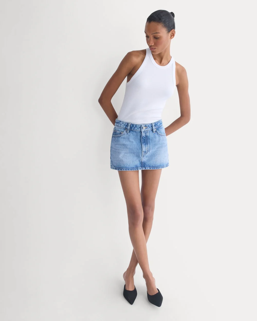 Everlane x Elena Bonvicini Thalia Mini Skirt | Crystal Cove Indigo - Image 4