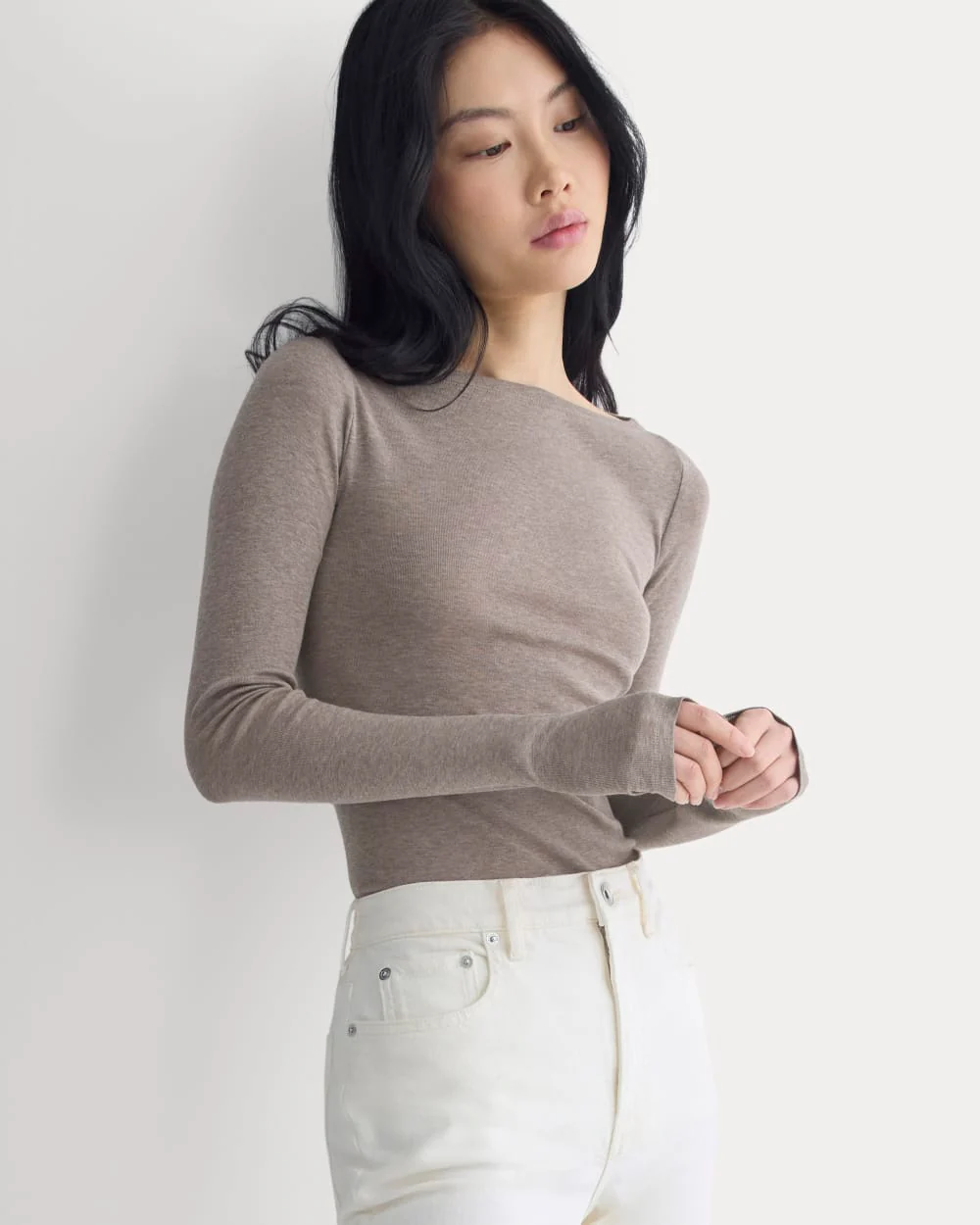 Tissue Boatneck Top | Heathered Chocolate Chip - Image 3