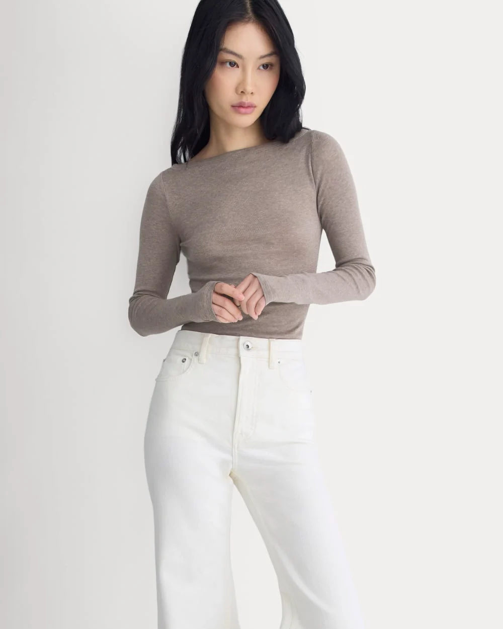 Tissue Boatneck Top | Heathered Chocolate Chip - Image 6