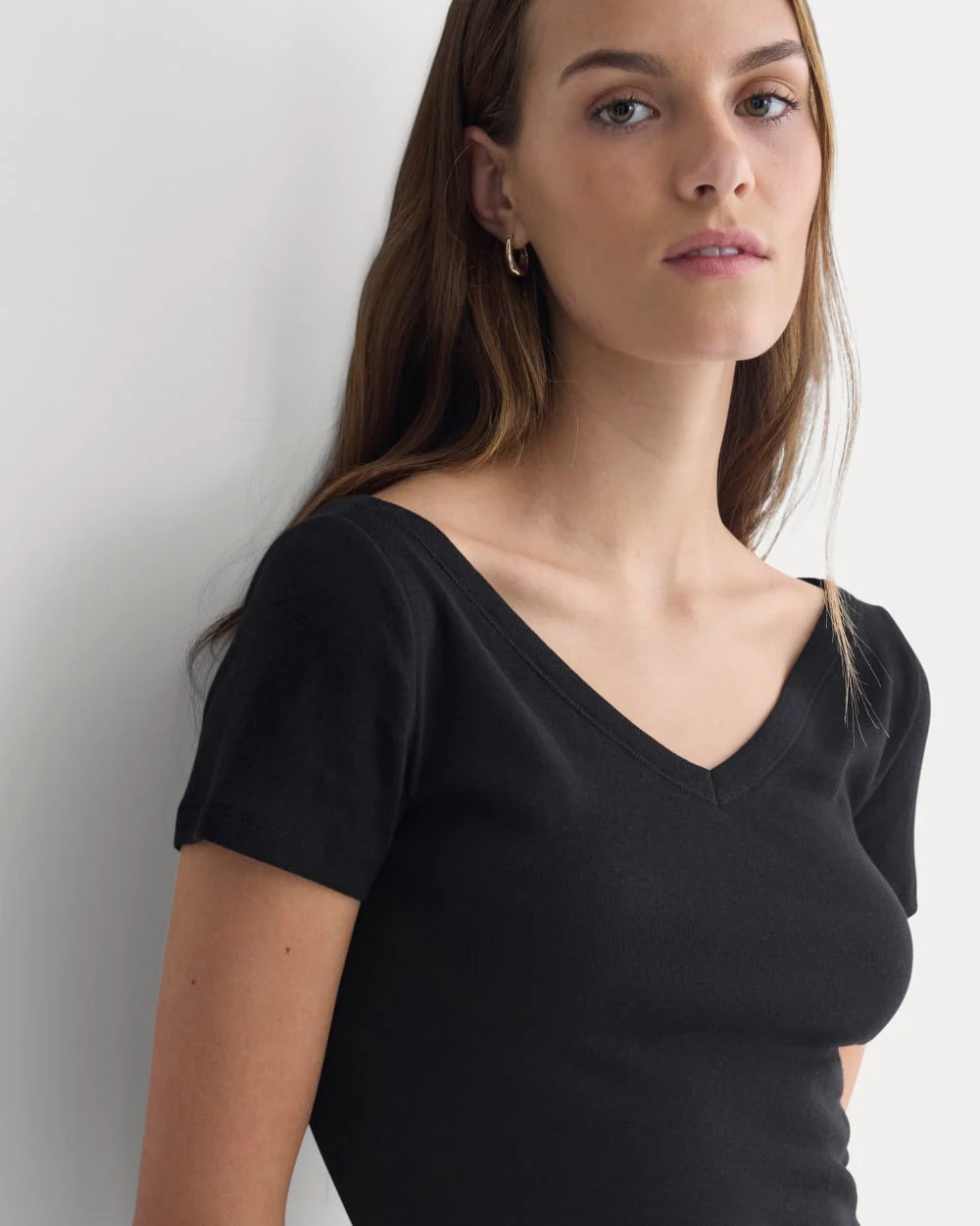 Tissue Short-Sleeve V-Neck Top | Black - Image 4