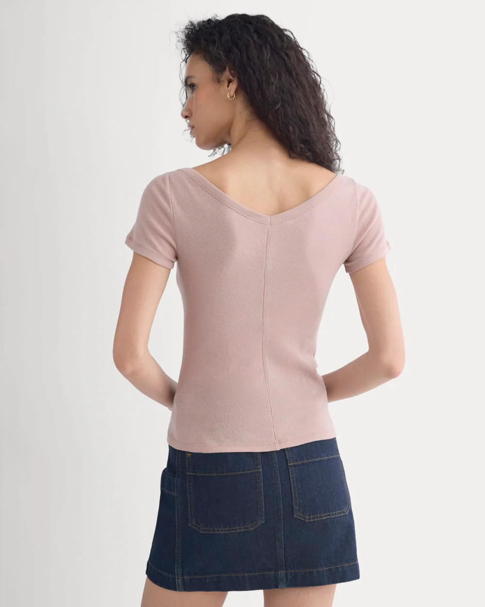 Tissue Short-Sleeve V-Neck Top | Dusty Rose - Image 6